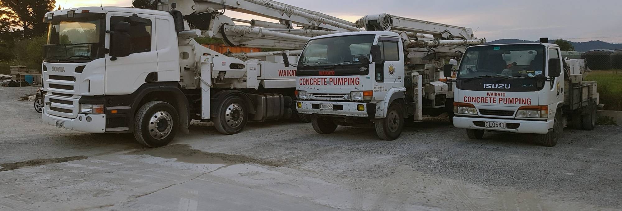 Waikato Concrete Pumping fleet of trucks